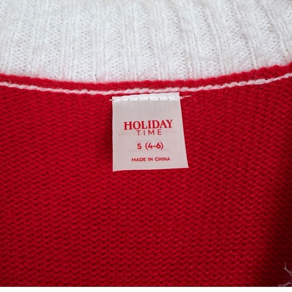 Holiday Time Gnome Ugly Sweater Knit Christmas Cardigan Oversized Bow size Small - Picture 6 of 7